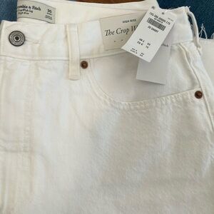 Abercrombie The Crop Wide Leg White Jeans